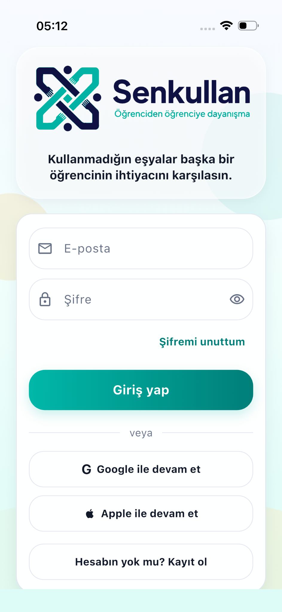 Senkullan giriş ekranı